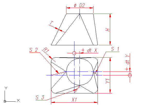 Pattern: transition - rectangle [fillet] to round - offset